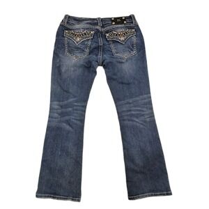 Miss Me Jeans Women's 31 Signature Boot Mandala Tribal Flap Bling Sequin Pockets